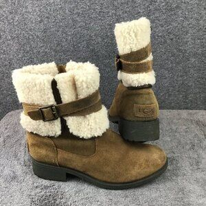 Rare UGG Suede Accent Buckle Zip Up‎ Ankle Boots Sz 9 Brown